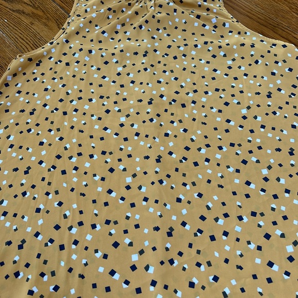 Andree mustard color sleeveless blouse. Bow in back. Size Large. High neck. - Picture 2 of 10